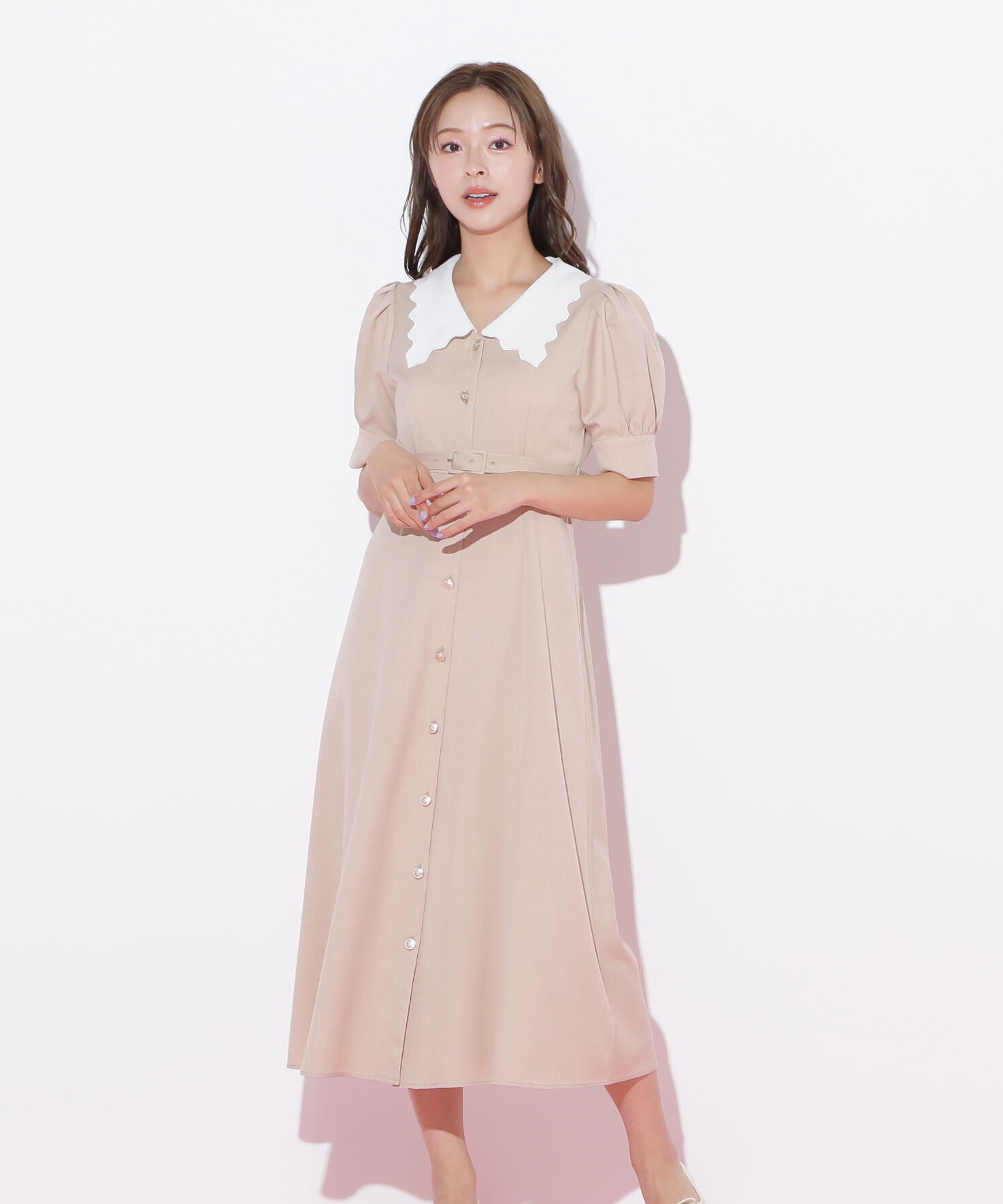  「スカラップカラーワンピース」|ワンピース|