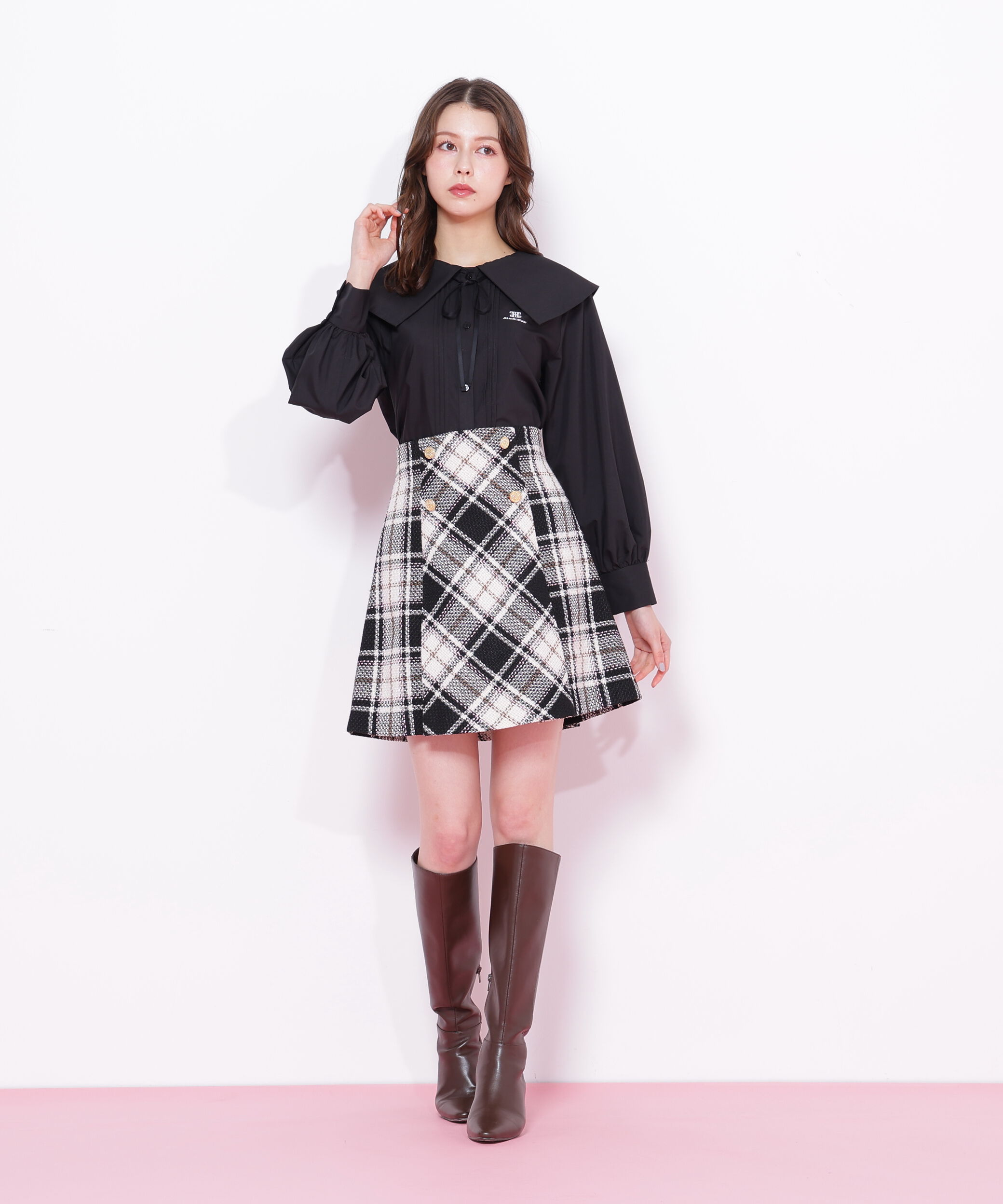  「ループヤーンチェックミニスカート」|スカート|