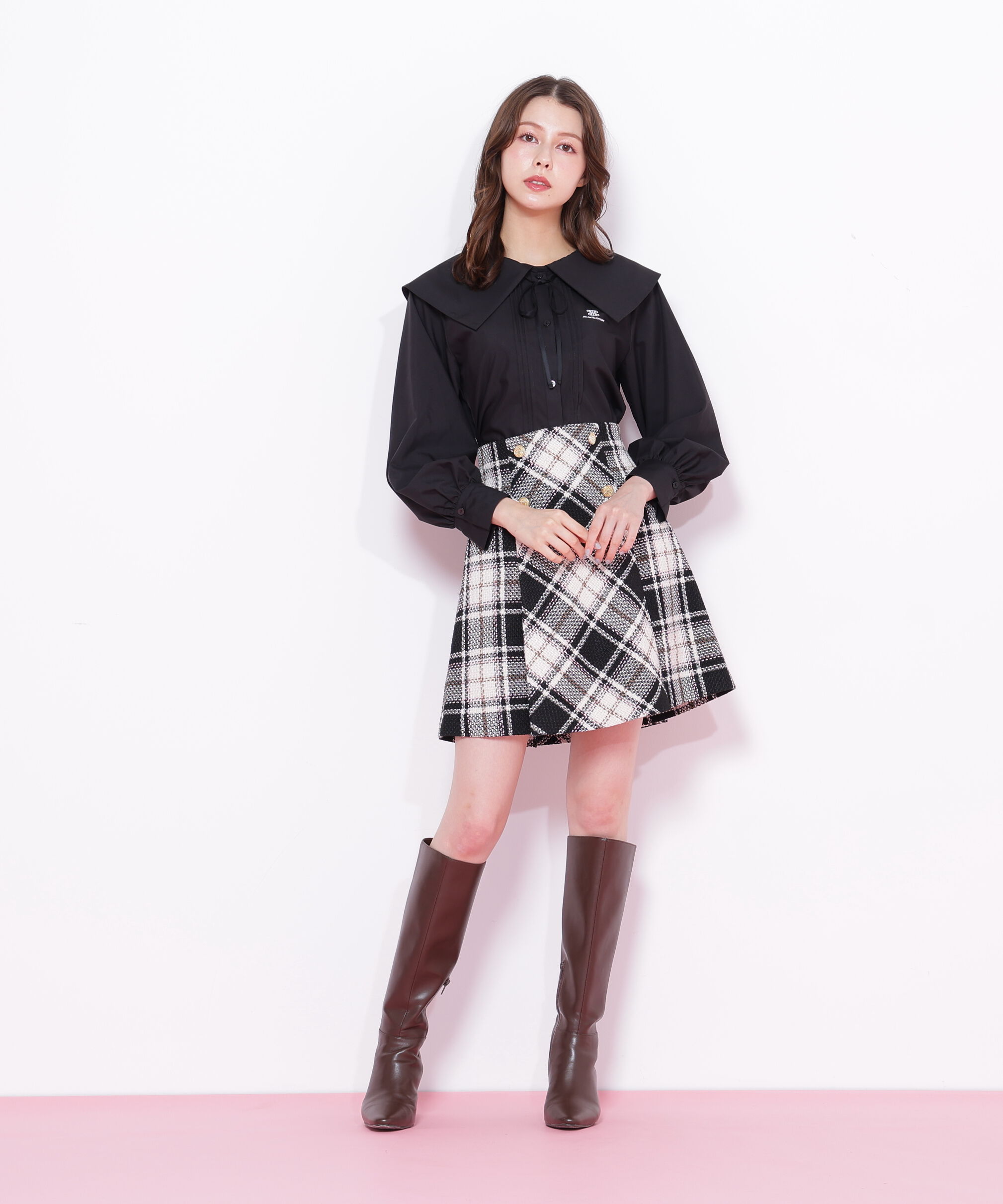  「ループヤーンチェックミニスカート」|スカート|