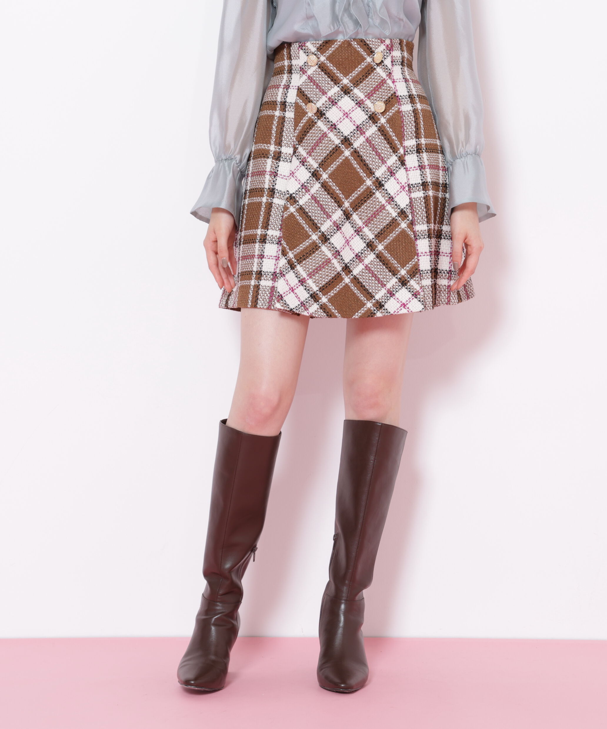  「ループヤーンチェックミニスカート」|スカート|