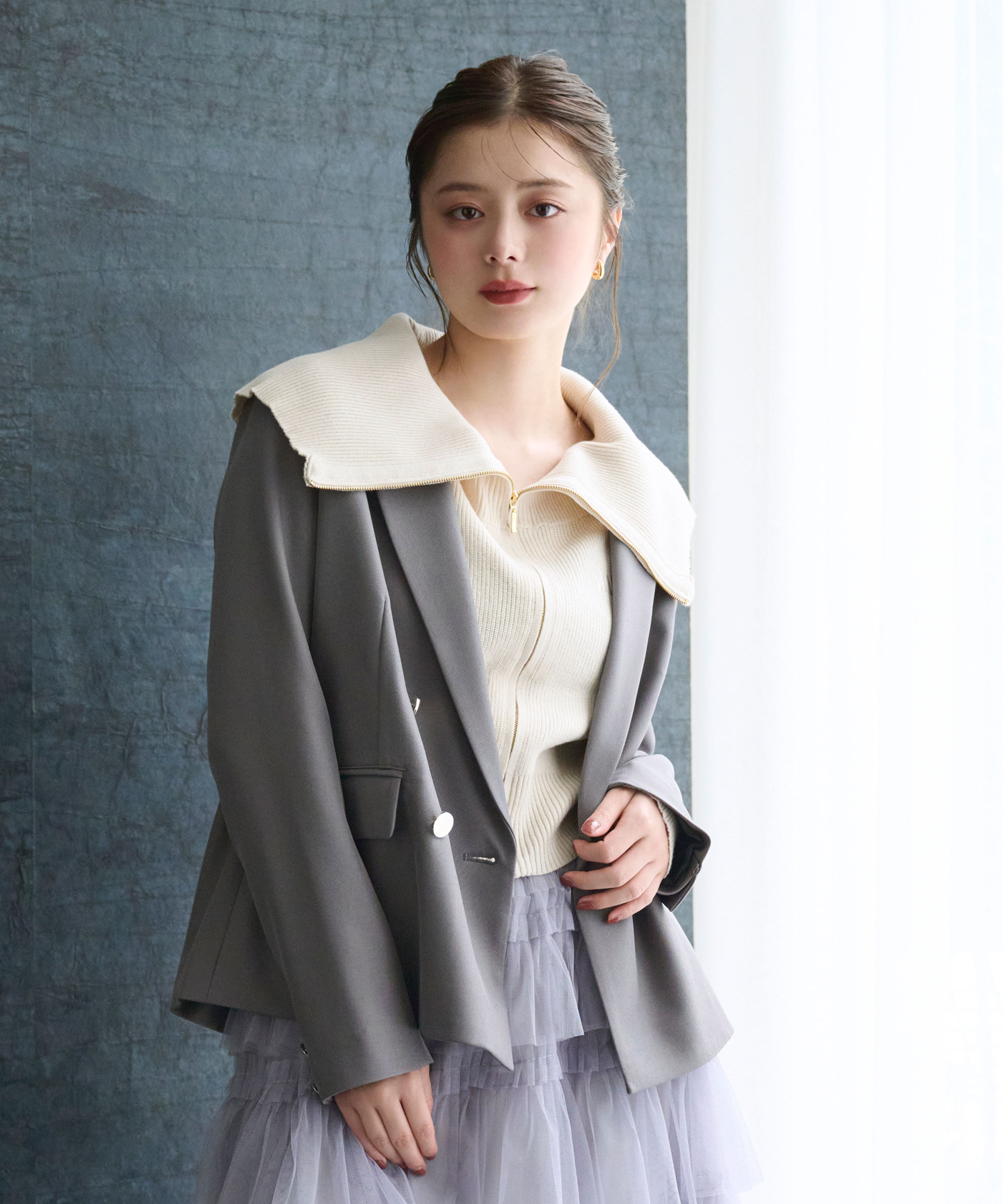  「＜セットアップ対応＞ベーシックツイルダブル釦ジャケット」|その他|グレー