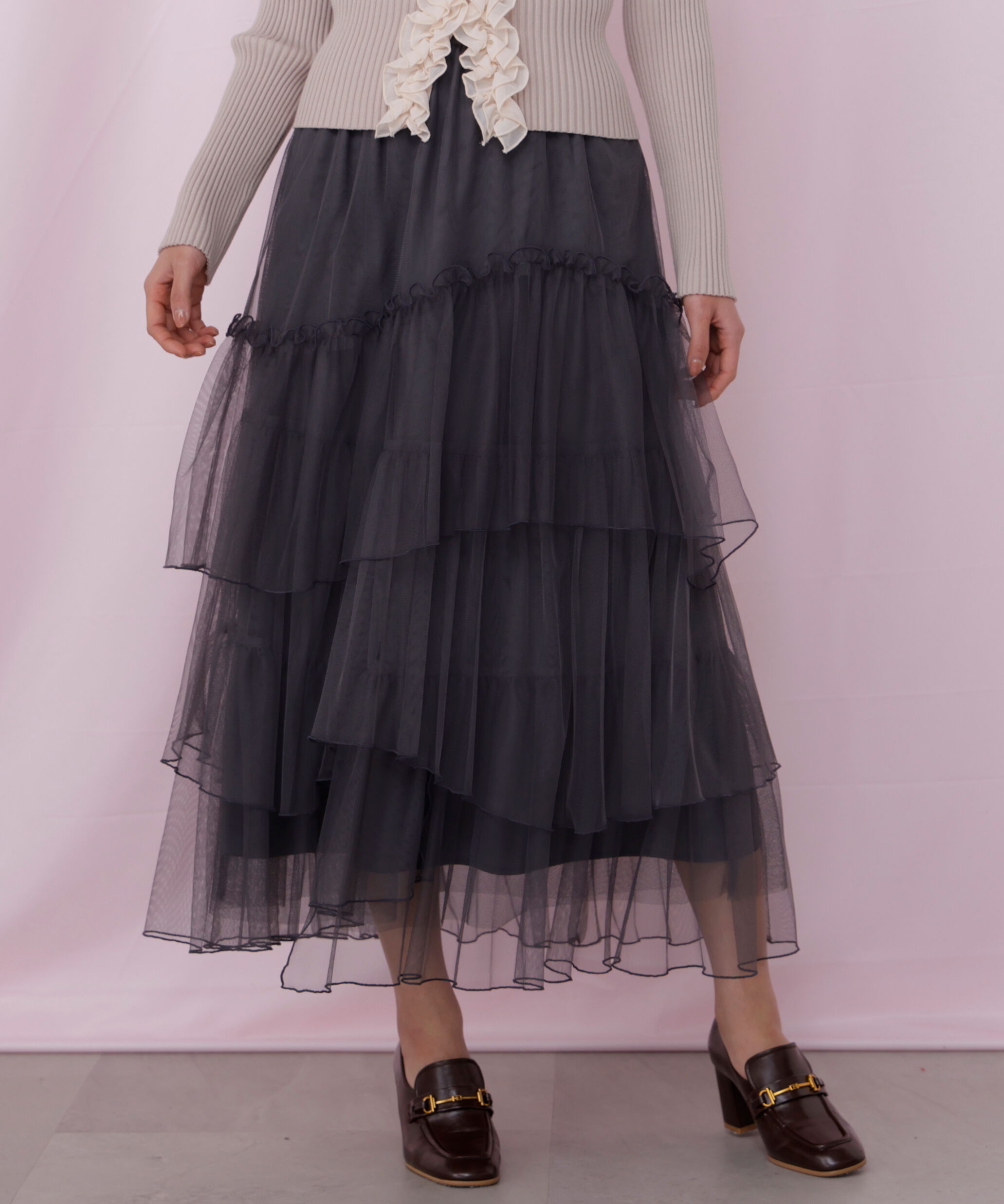  「チュールランダムティアードスカート」|スカート|
