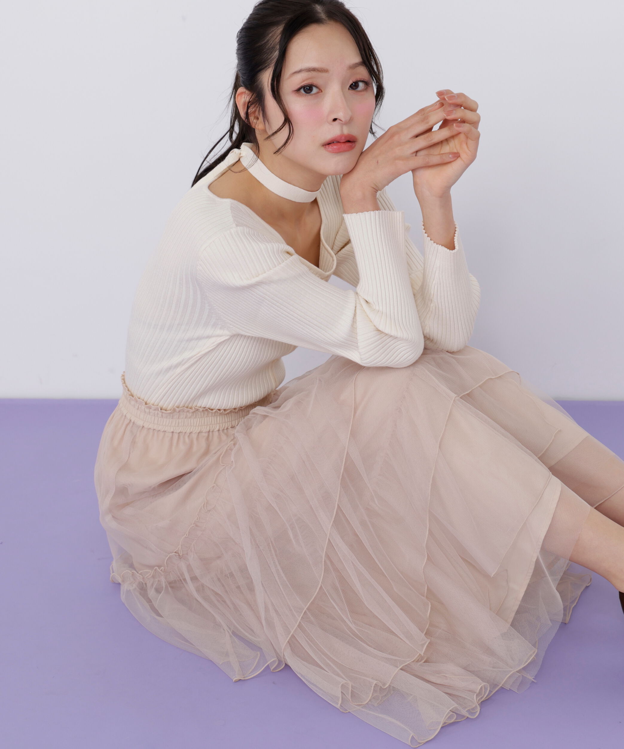  「チュールランダムティアードスカート」|スカート|ピンク