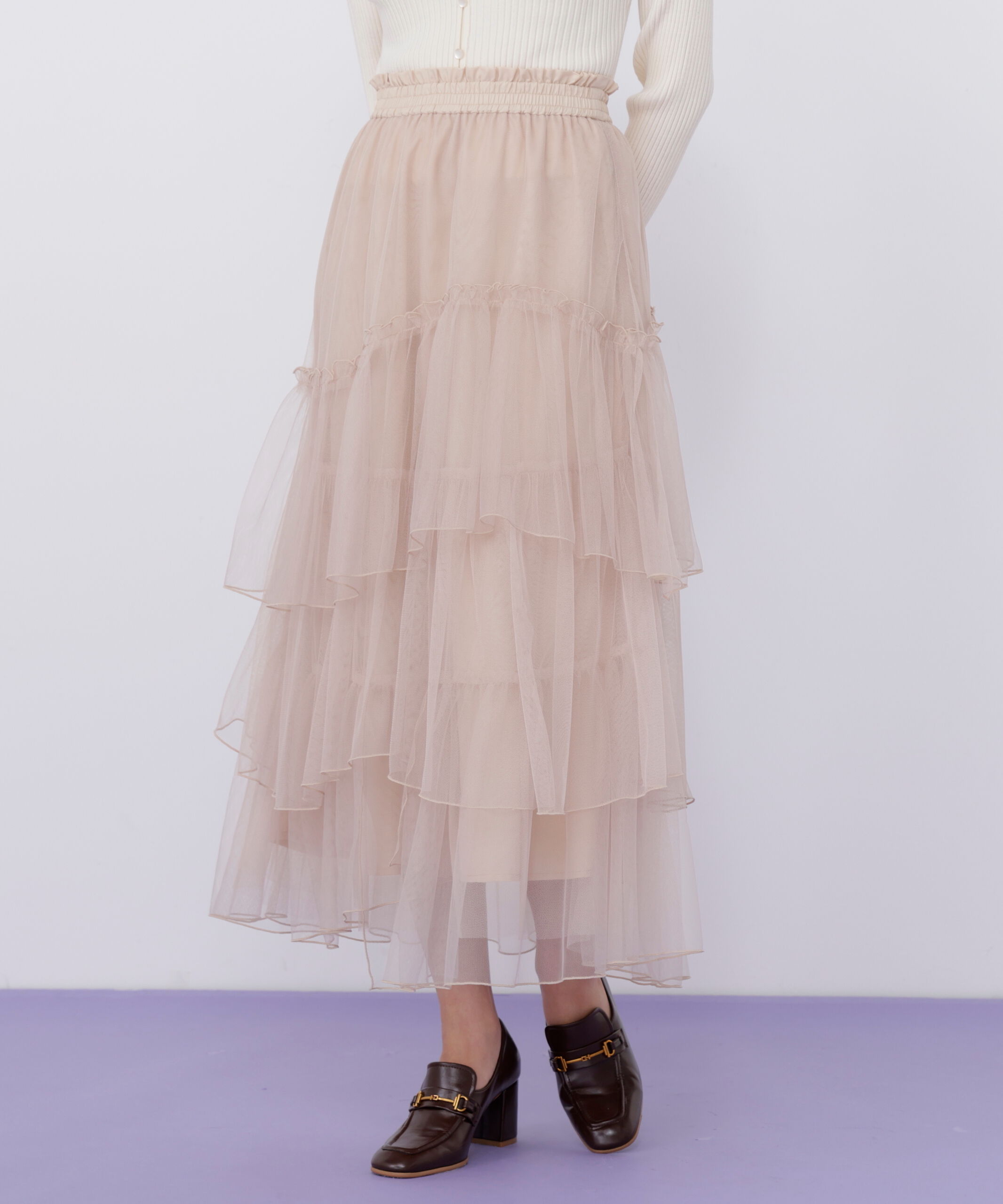  「チュールランダムティアードスカート」|スカート|