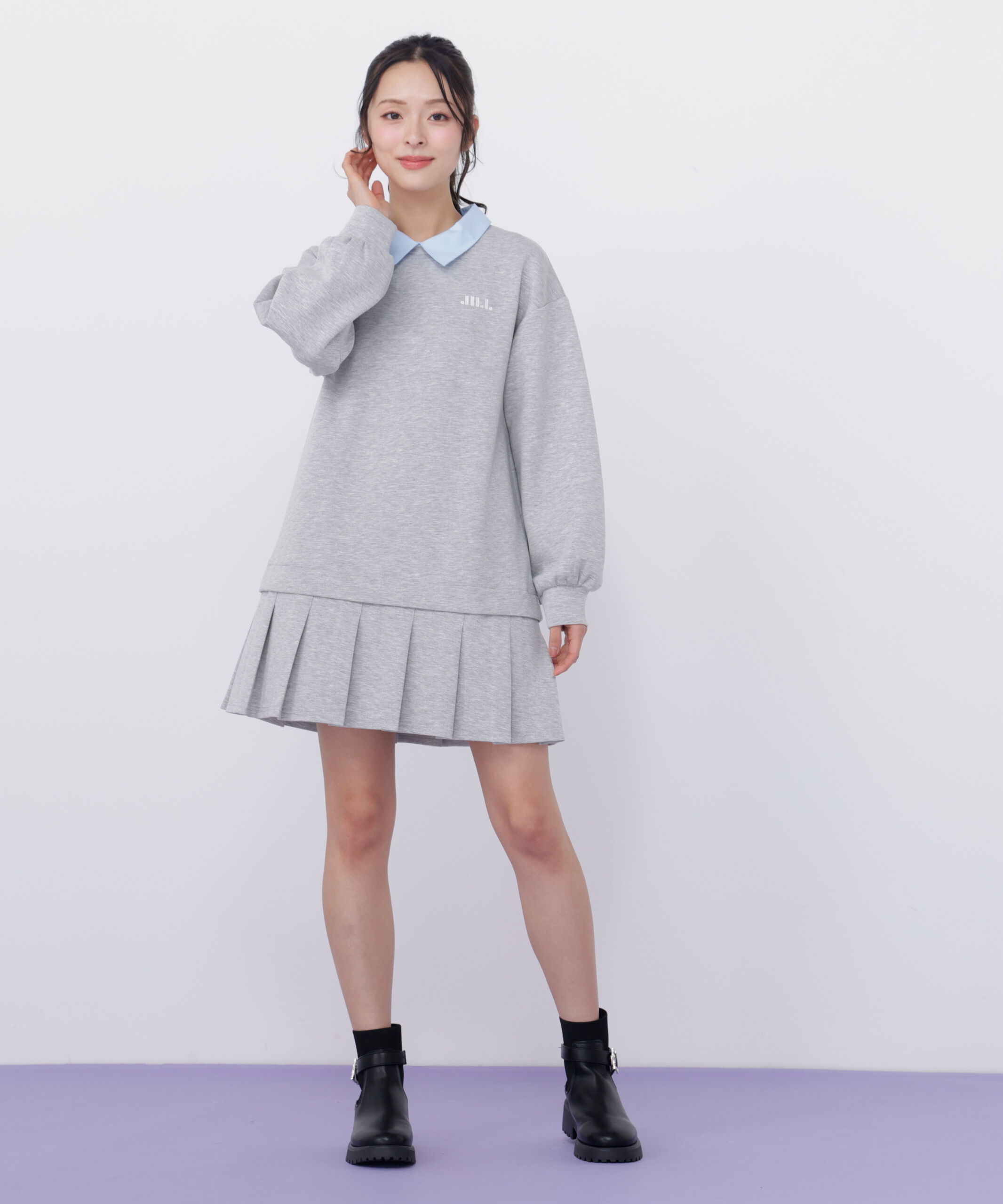  「スウェットプリーツミニワンピース」|ワンピース|