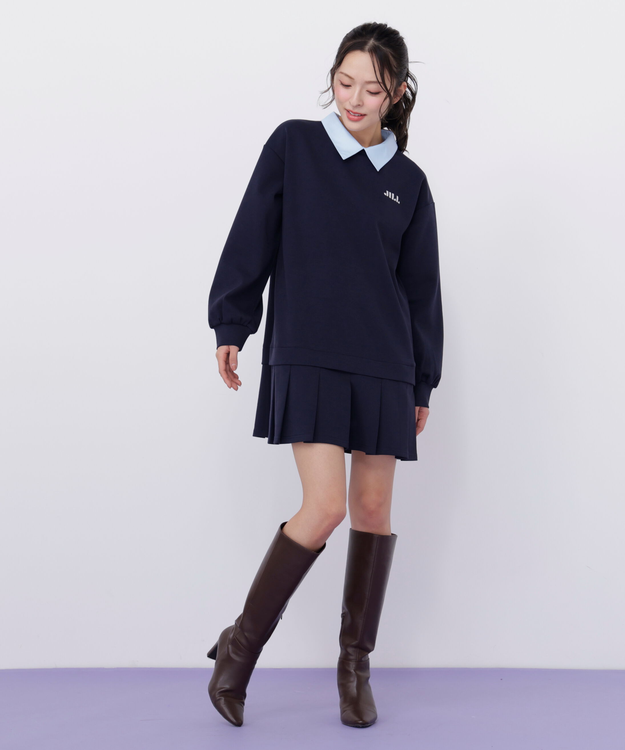  「スウェットプリーツミニワンピース」|ワンピース|