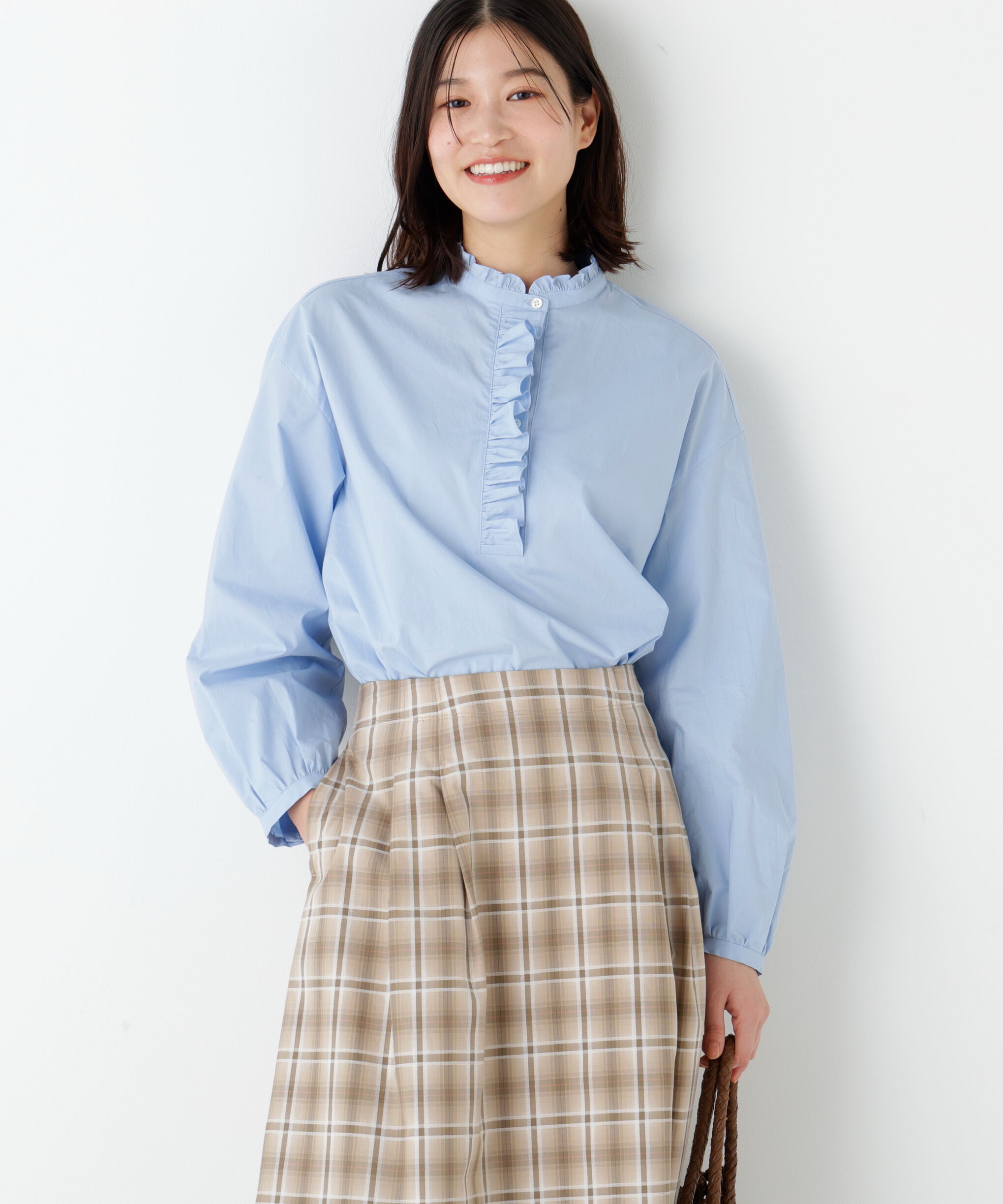  「◆フリルブラウス」|シャツ・ブラウス|ブルー