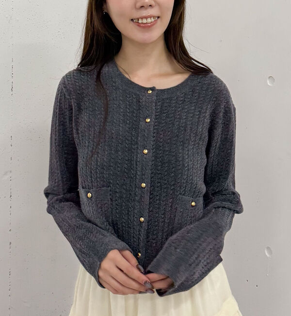 archives「モールケーブル金ボタンニットカーディガン」|カーディガン|CHARCOAL GRAY