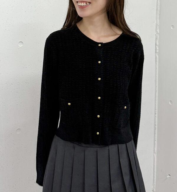 archives「モールケーブル金ボタンニットカーディガン」|カーディガン|BLACK