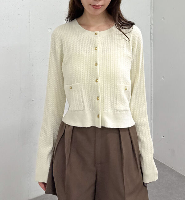 archives「モールケーブル金ボタンニットカーディガン」|カーディガン|