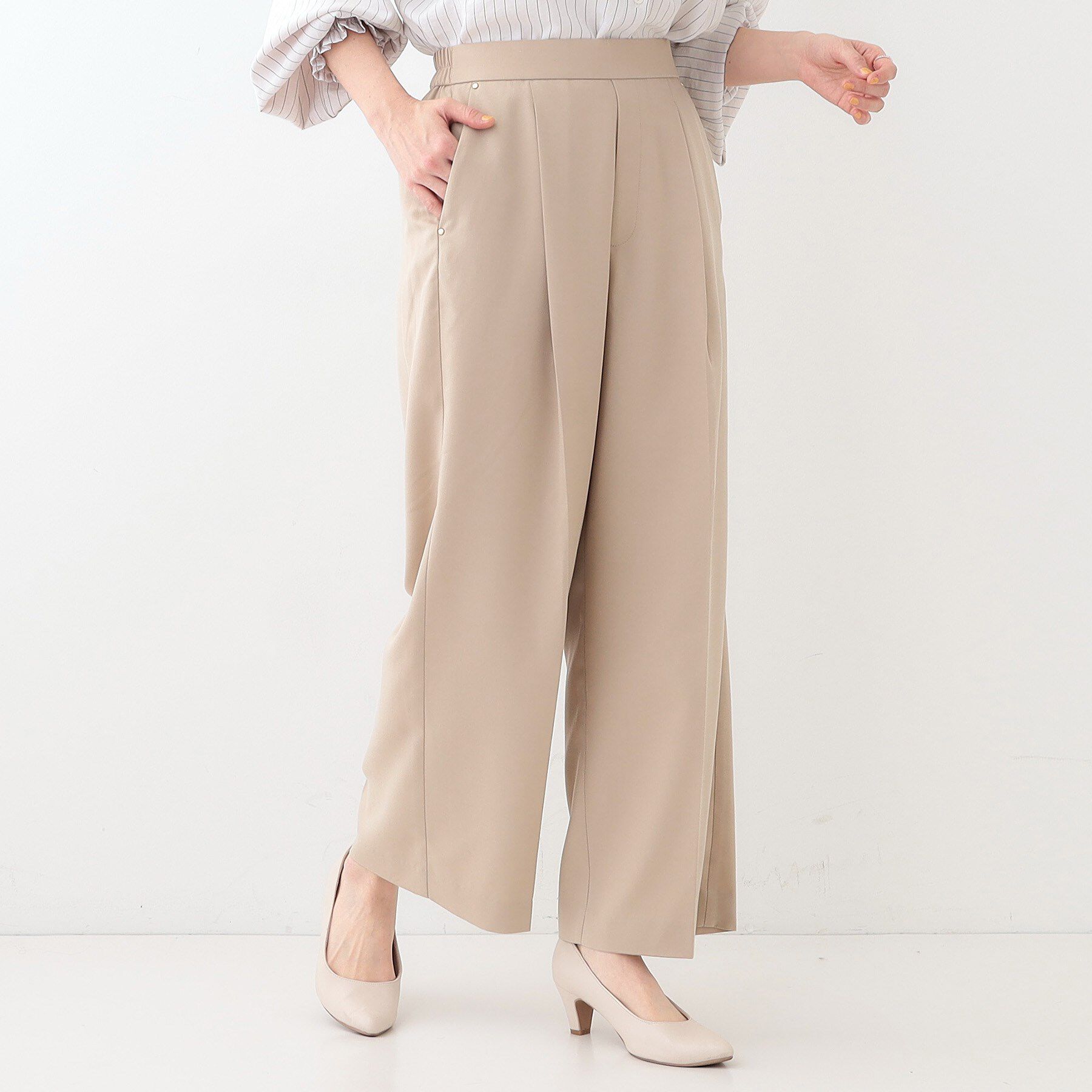 SHOO･LA･RUE「【洗える/UV/吸水速乾/アンチピリング/S-LL】 タックワイドパンツ」|その他|