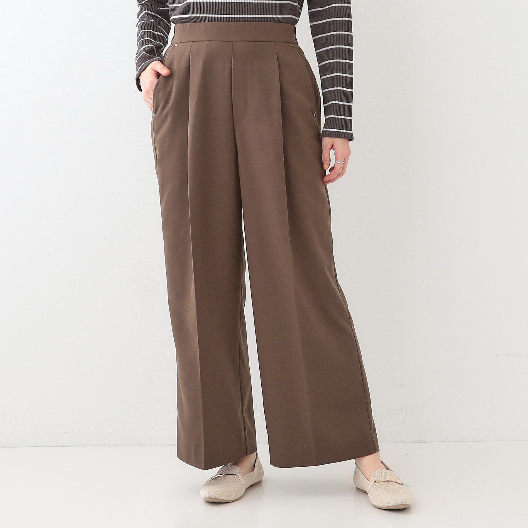 SHOO･LA･RUE「【洗える/UV/吸水速乾/アンチピリング/S-LL】 タックワイドパンツ」|その他|