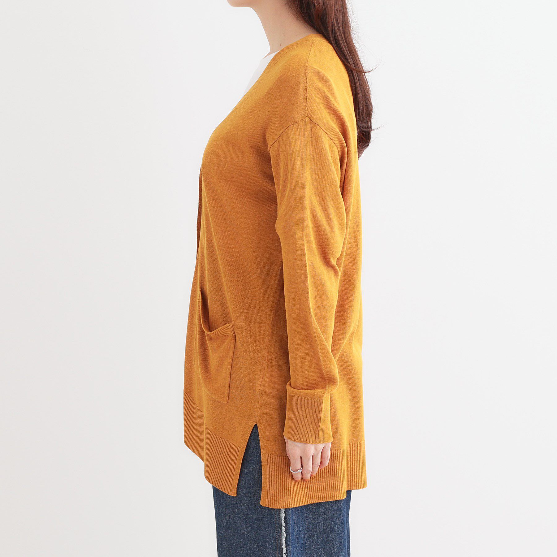 SHOO･LA･RUE「【洗える/UV】さらっと羽織れる ミドル丈Vネックカーディガン」|カーディガン|