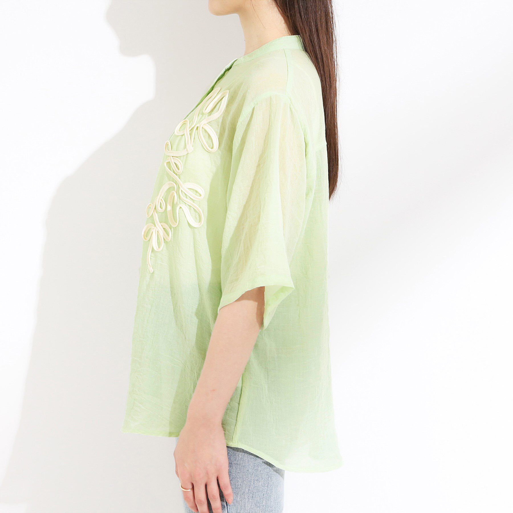 SHOO･LA･RUE「【S-LL】一枚で着映え コード刺繍シャツ」|シャツ・ブラウス|