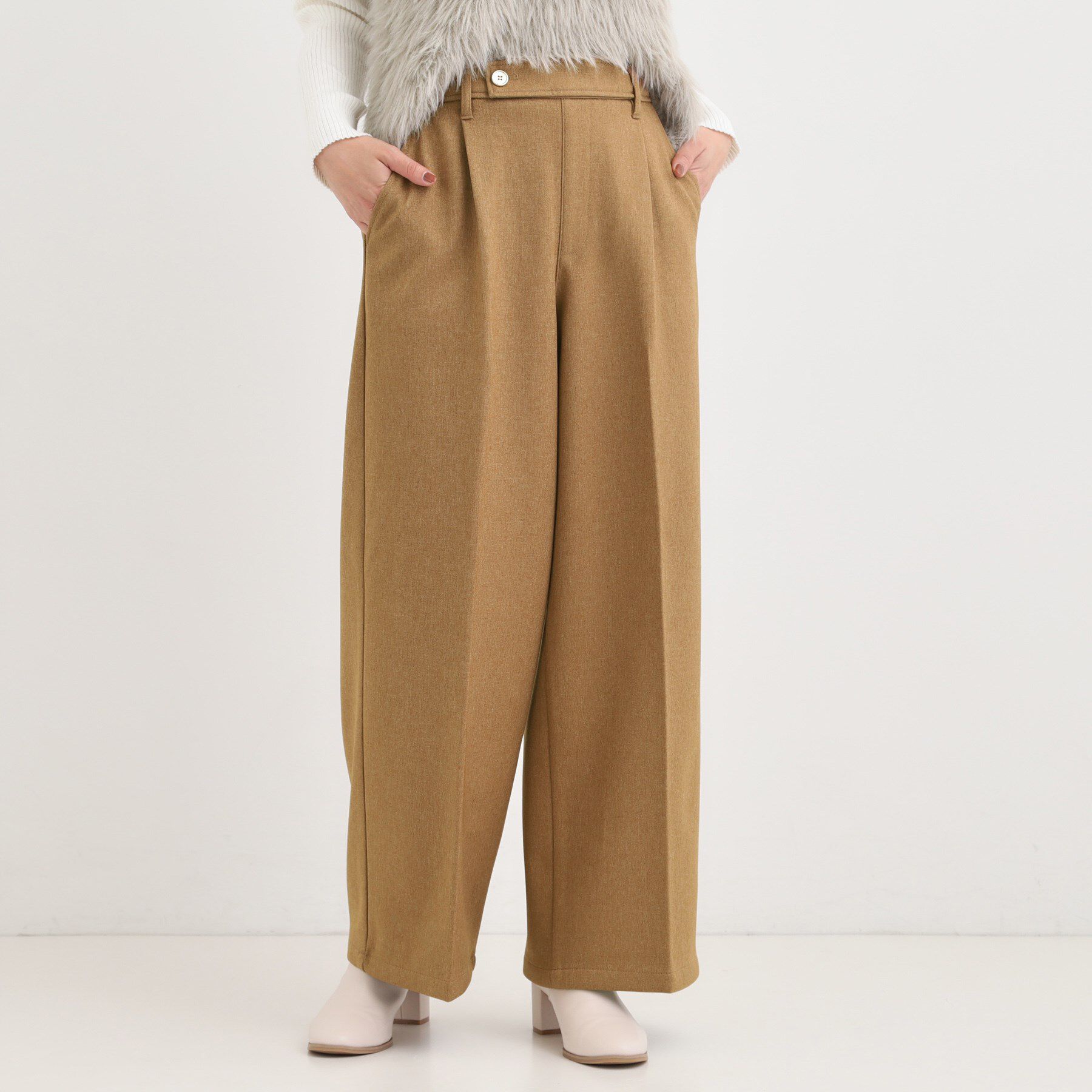 SHOO･LA･RUE「【着丈選べる】ウールフィールあったか裏起毛ワイドパンツ」|その他|