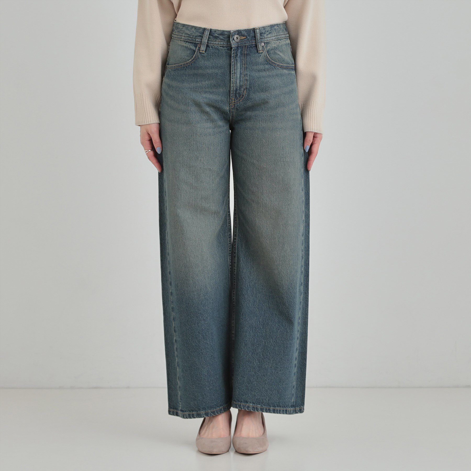 SHOO･LA･RUE「【SHOO・LA・RUE DENIM】体型カバーにも バギーデニムワイドパンツ」|デニム|