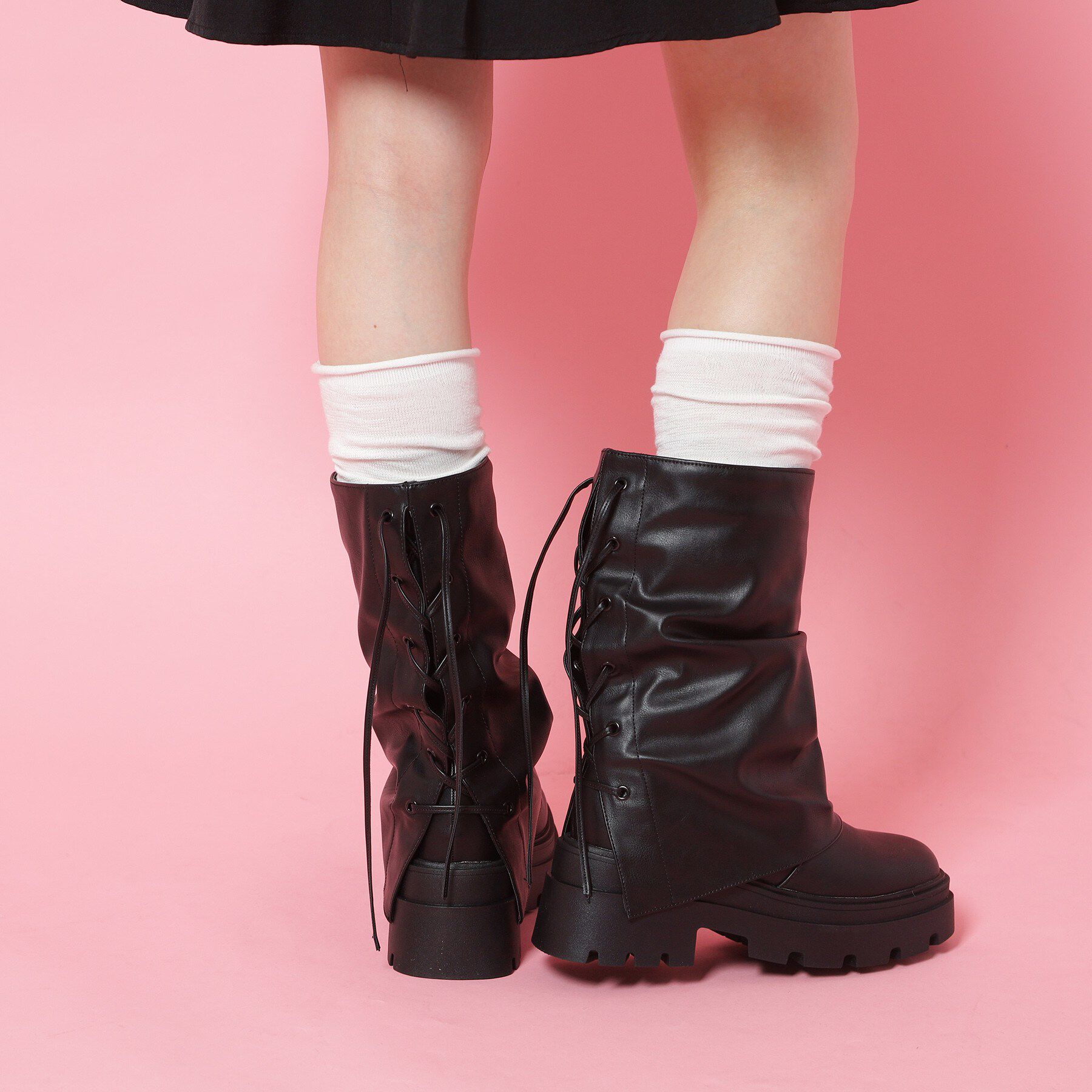 csT&P「バックレースアップ&times;カバーブーツ」|ショートブーツ|