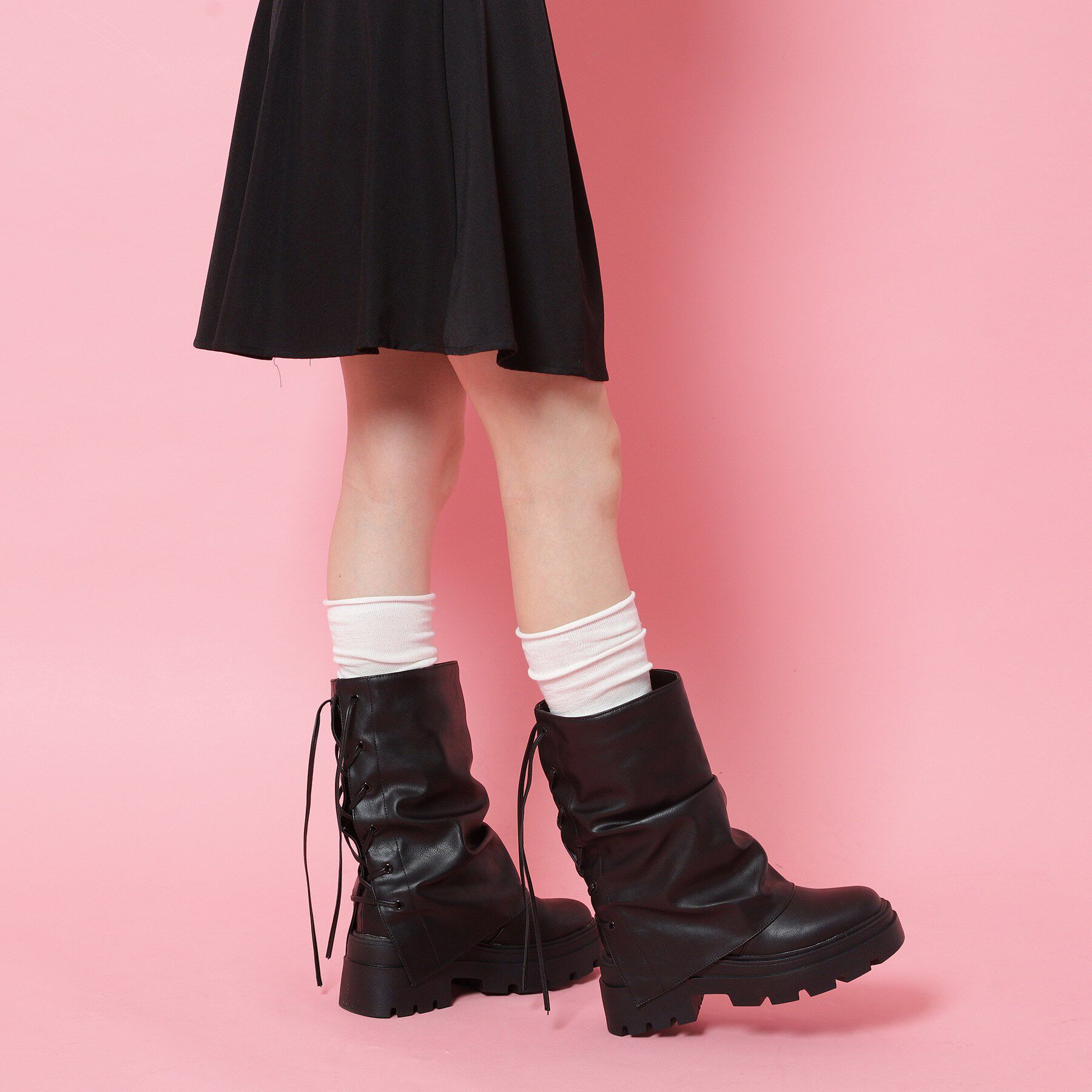 csT&P「バックレースアップ&times;カバーブーツ」|ショートブーツ|