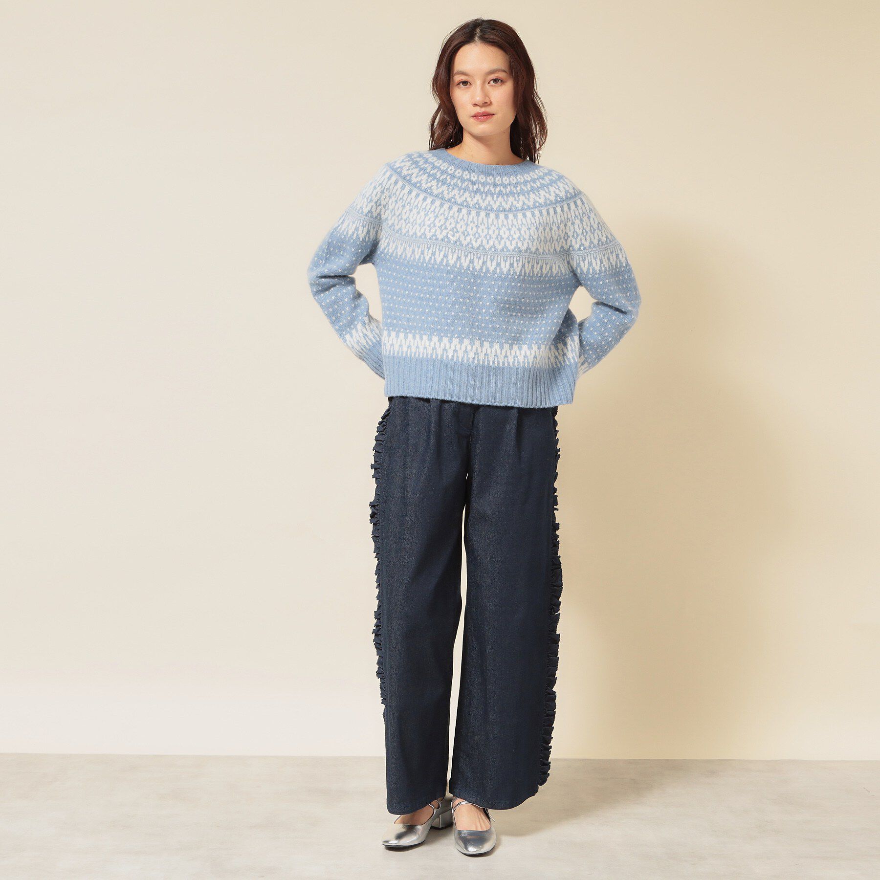 SunaUna「【ラメ混】ノルディック風ジャガード柄ニット」|ニット・セーター|