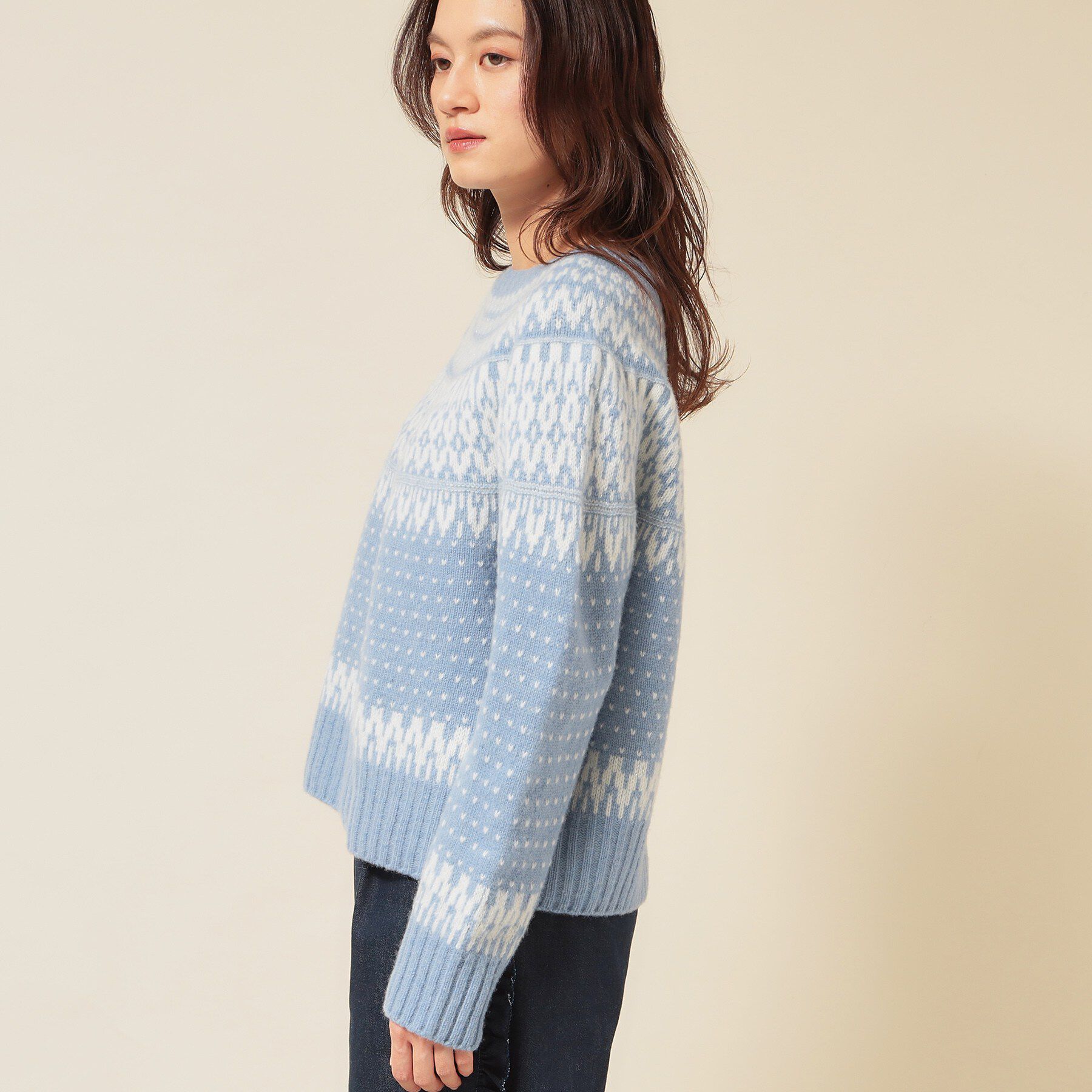 SunaUna「【ラメ混】ノルディック風ジャガード柄ニット」|ニット・セーター|