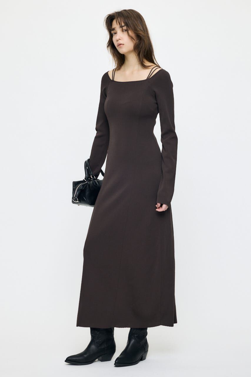 MOUSSY「OPEN NECK KNIT LONG ドレス」|ワンピース|D/BRN3