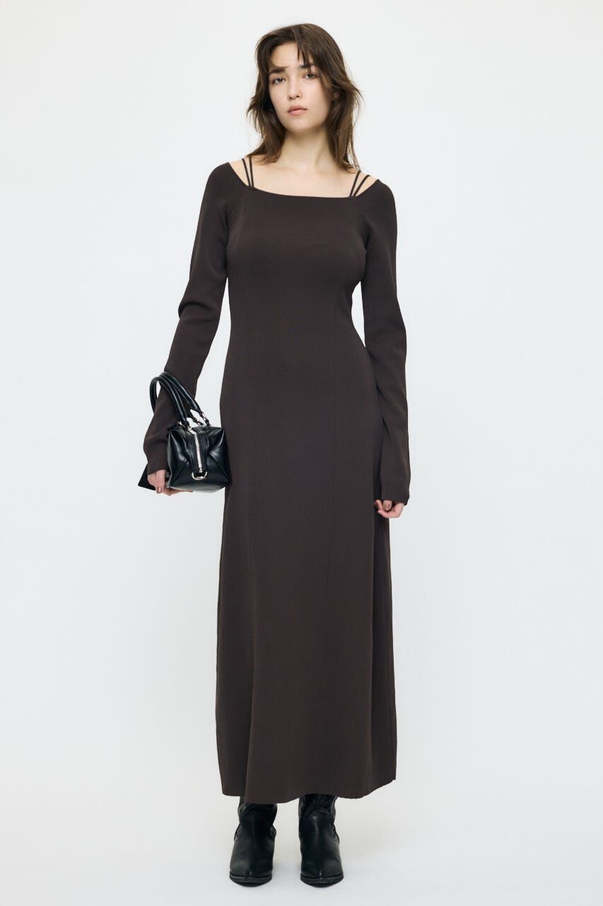 MOUSSY「OPEN NECK KNIT LONG ドレス」|ワンピース|