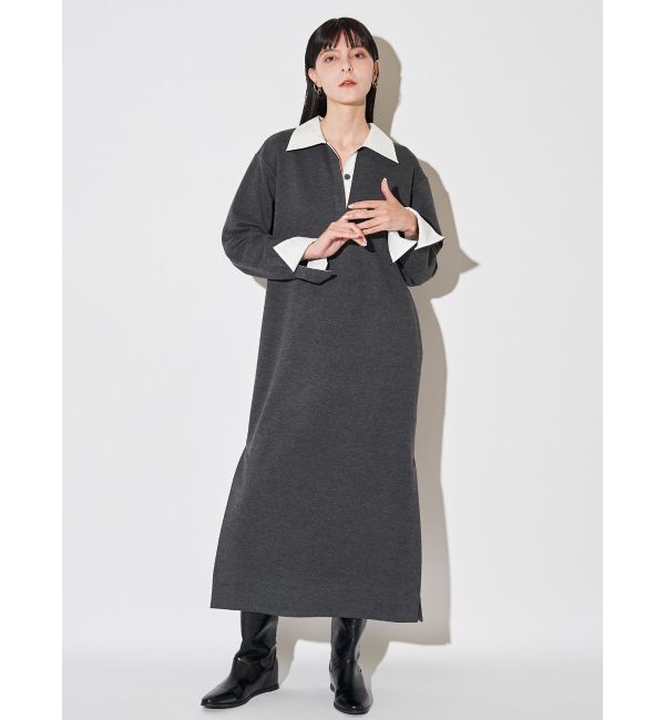 ELENDEEK「BICOLOR POLO OP」|ワンピース|グレー