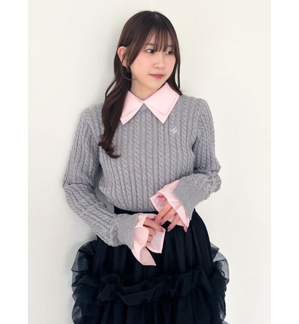 dazzlin「【20周年記念復刻！】ケーブルシャツドッキングニット」|ニット・セーター|