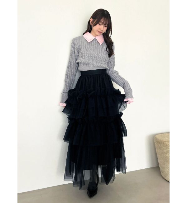 dazzlin「【20周年記念復刻！】ケーブルシャツドッキングニット」|ニット・セーター|