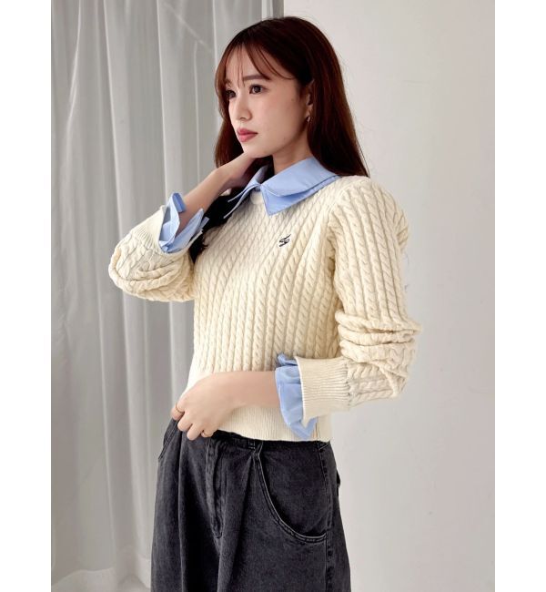 dazzlin「【20周年記念復刻！】ケーブルシャツドッキングニット」|ニット・セーター|