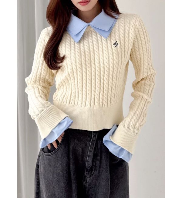 dazzlin「【20周年記念復刻！】ケーブルシャツドッキングニット」|ニット・セーター|