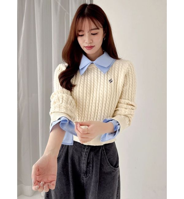 dazzlin「【20周年記念復刻！】ケーブルシャツドッキングニット」|ニット・セーター|