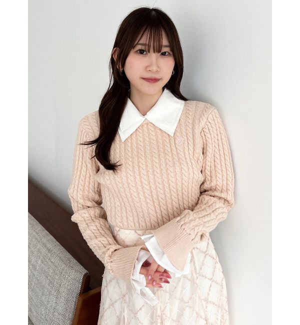 dazzlin「【20周年記念復刻！】ケーブルシャツドッキングニット」|ニット・セーター|ベージュ