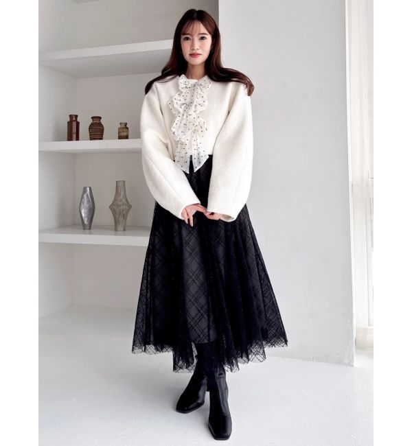 dazzlin「トリプルリボンショートブルゾン」|ブルゾン・スタジャン|