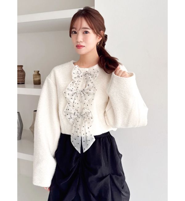 dazzlin「トリプルリボンショートブルゾン」|ブルゾン・スタジャン|