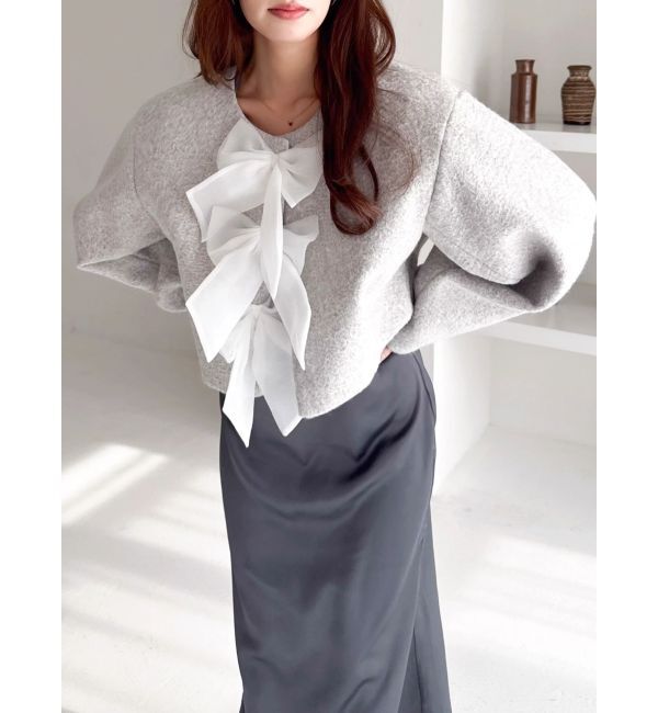 dazzlin「トリプルリボンショートブルゾン」|ブルゾン・スタジャン|