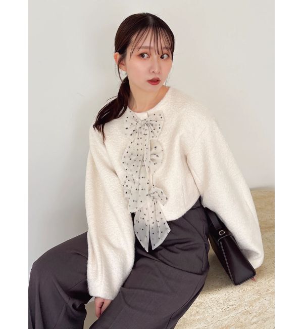 dazzlin「トリプルリボンショートブルゾン」|ブルゾン・スタジャン|