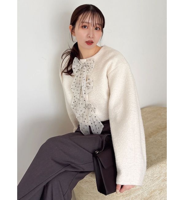 dazzlin「トリプルリボンショートブルゾン」|ブルゾン・スタジャン|