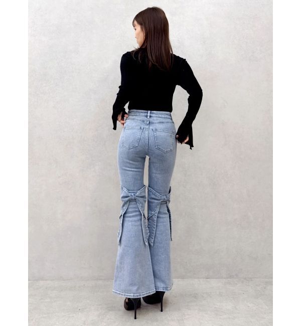 dazzlin「バックリボンフルイドパンツ」|デニム|