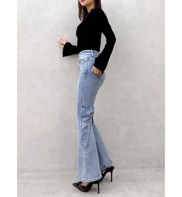 dazzlin「バックリボンフルイドパンツ」|デニム|