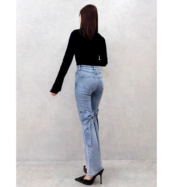 dazzlin「バックリボンフルイドパンツ」|デニム|