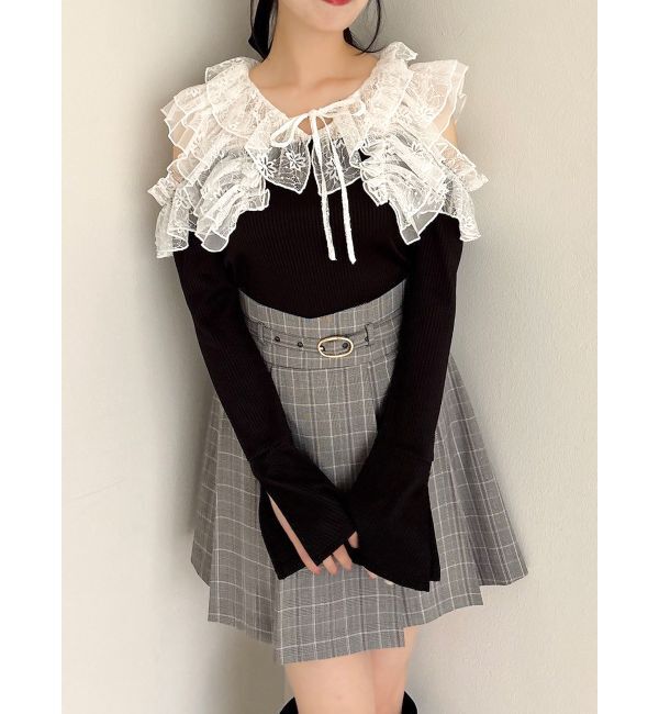 dazzlin「シアーラッフルカットトップス」|Tシャツ・カットソー|ブラック