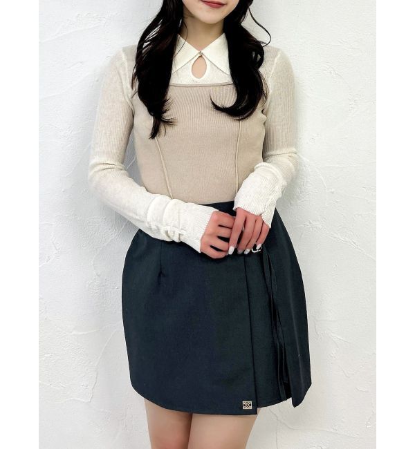 dazzlin「シアーレイヤードライクニットトップス」|ニット・セーター|ベージュ