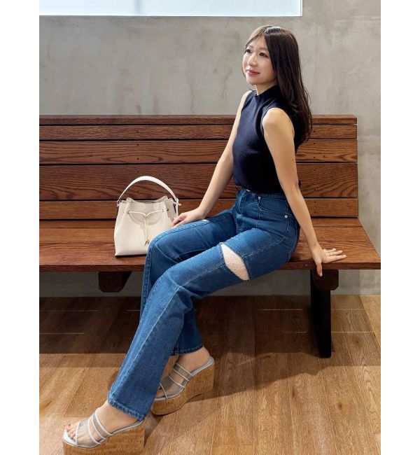 MERCURYDUO「レーストリミングカットアウトデニムパンツ」|デニム|