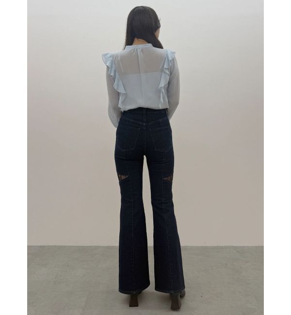 MERCURYDUO「レーストリミングカットアウトデニムパンツ」|デニム|