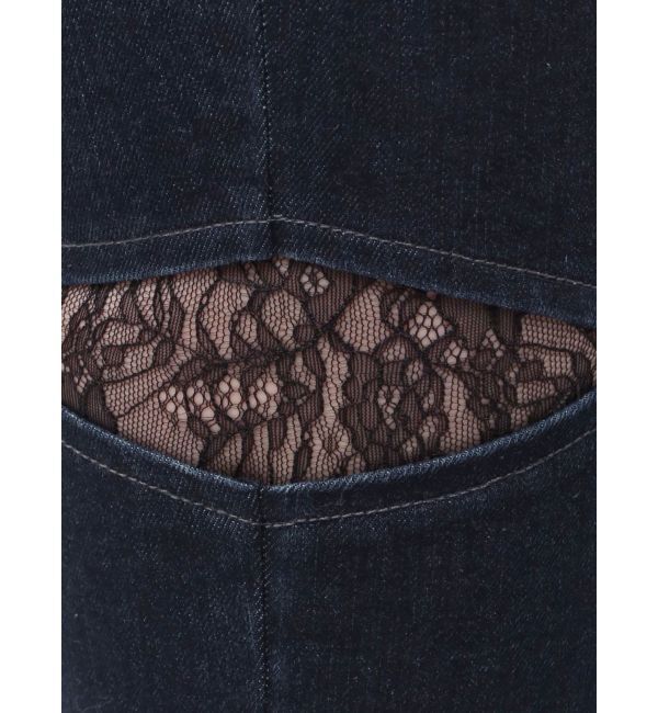 MERCURYDUO「レーストリミングカットアウトデニムパンツ」|デニム|