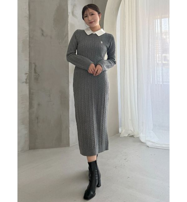 MERCURYDUO「U.S. POLO ASSN.別注 ケーブルニットワンピース」|ワンピース|