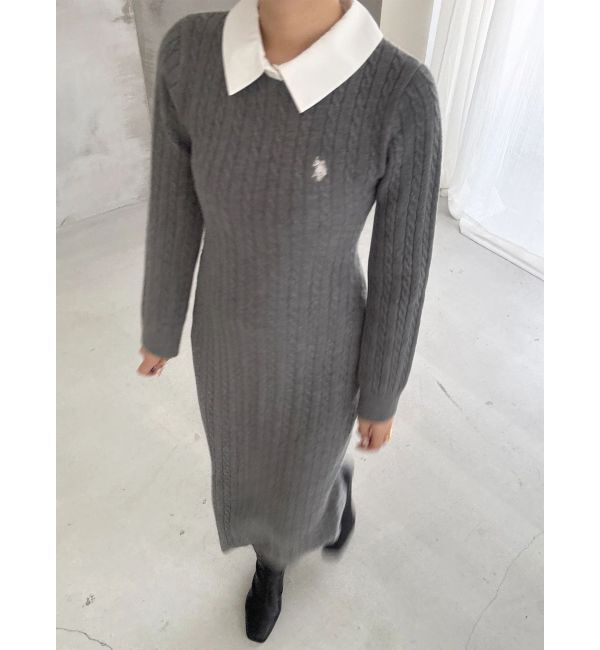 MERCURYDUO「U.S. POLO ASSN.別注 ケーブルニットワンピース」|ワンピース|