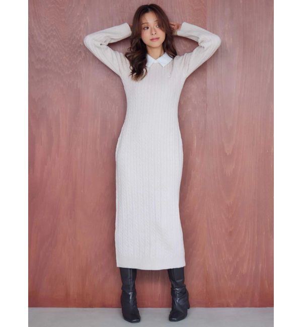 MERCURYDUO「U.S. POLO ASSN.別注 ケーブルニットワンピース」|ワンピース|ベビーピンク