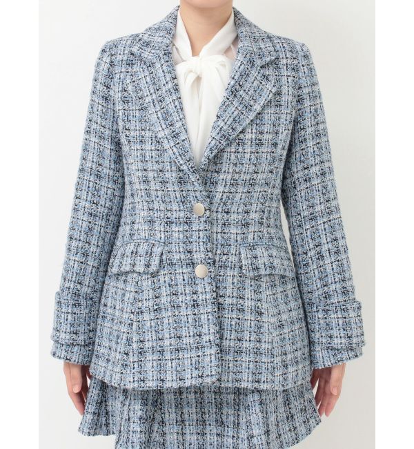 MERCURYDUO「【セットアップ着用可】フィットアンドフレアツイードジャケット」|テーラードジャケット|